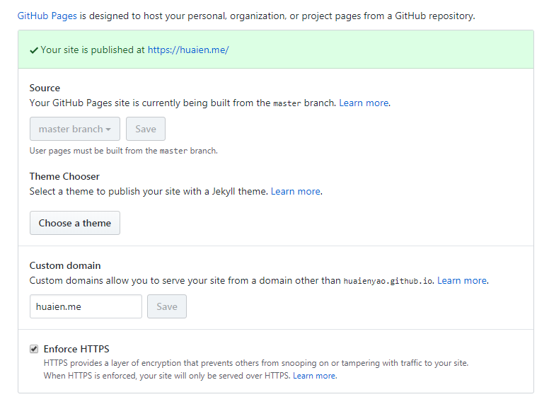 几分钟后HTTPS选项就可以启用了