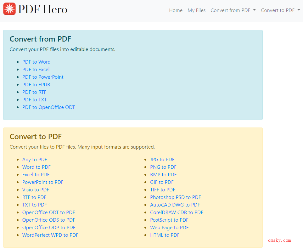 免费PDF在线转换工具 pdfhero