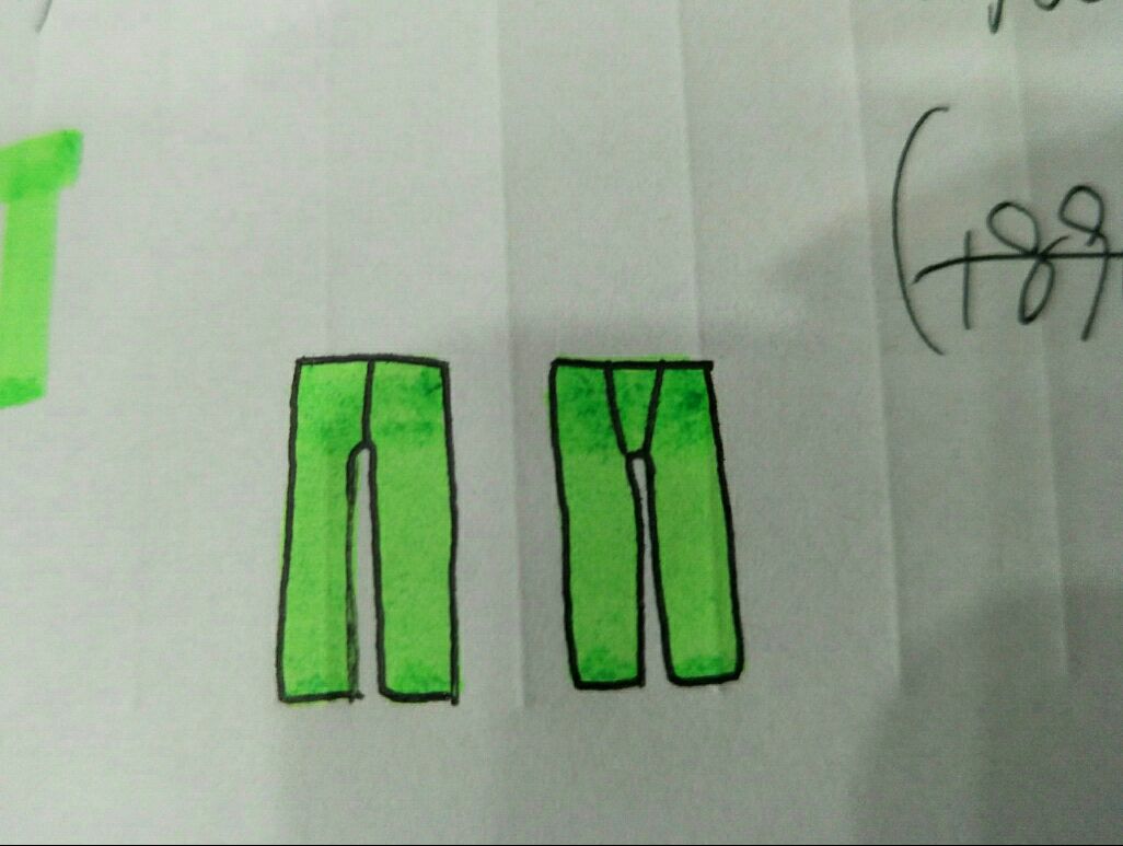 打底裤有一面是一条竖线,另一面是两条竖线的,哪面是前面哪面是后面?