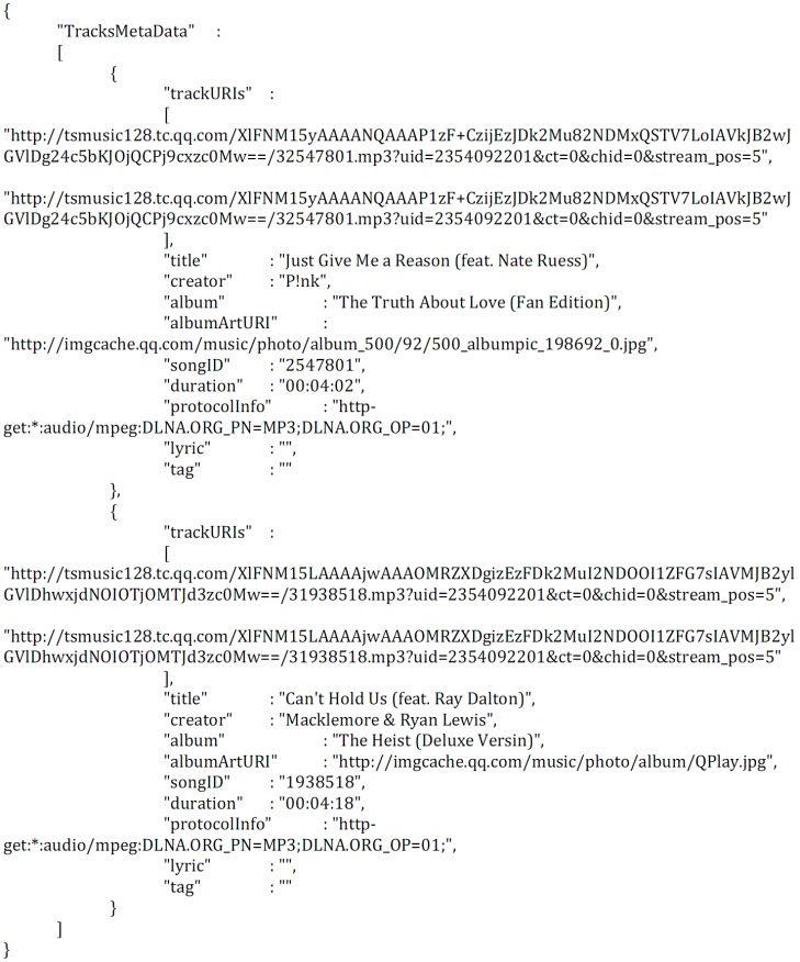 QPlay队列TracksMetaData数据结构