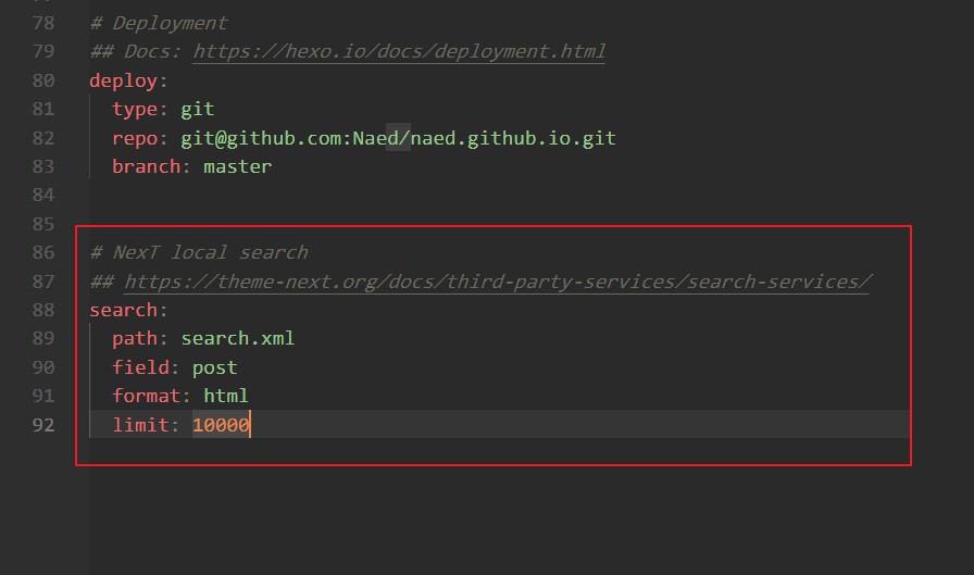 Hexo配置search