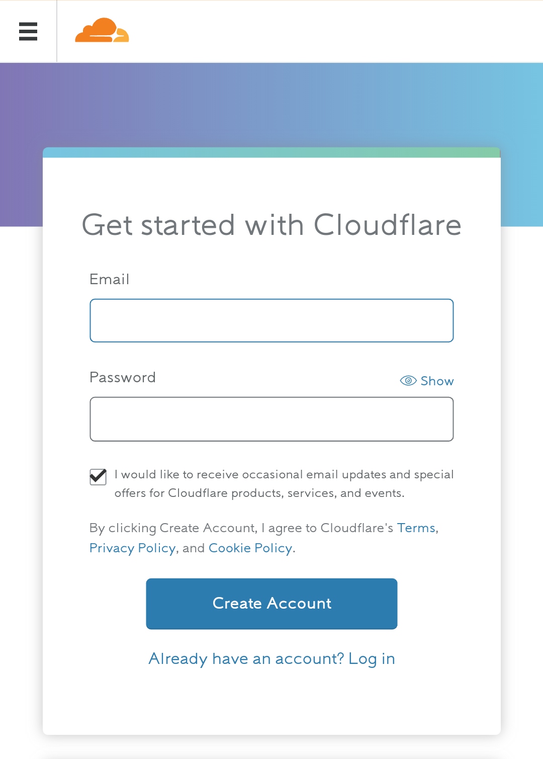 注册 Cloudflare 帐号