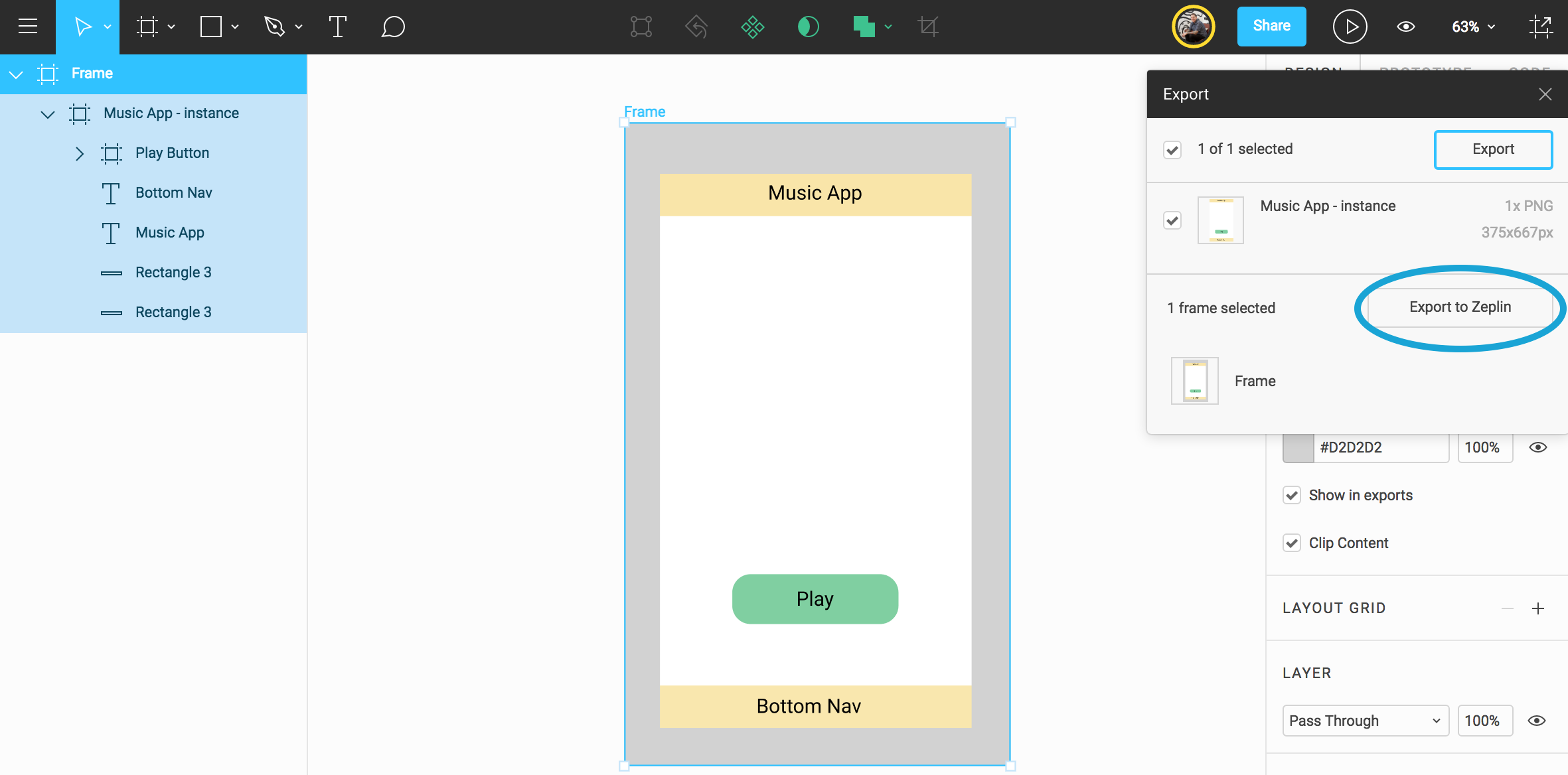 Figma export to zeplin