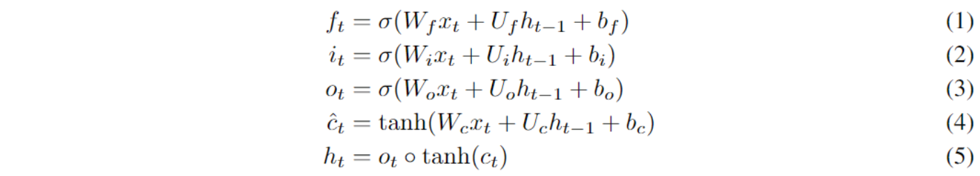 常规LSTM的部分公式