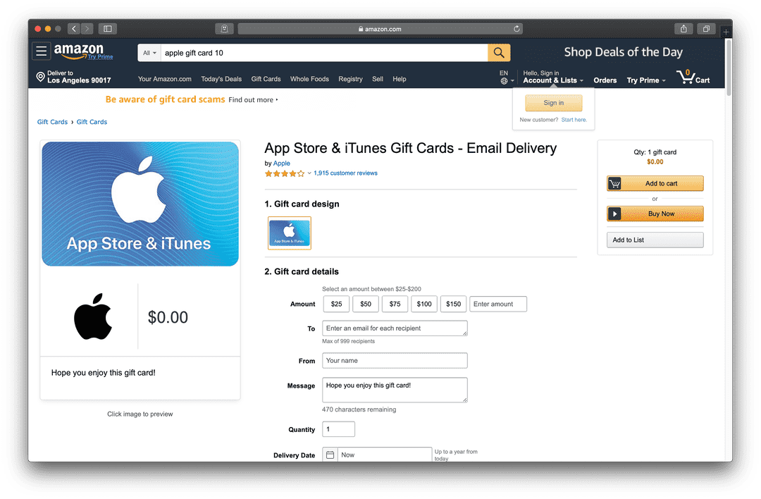Amazon 美区购买礼品卡 Apple ID 充值