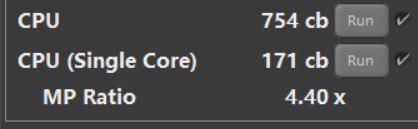 CineBench R15 成绩