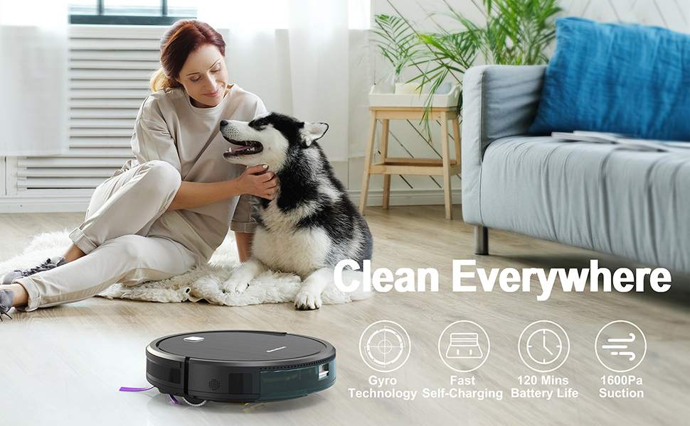 Aspirateur Robot Excelvan D35 1600 Pa 120 minutes Autorecharge