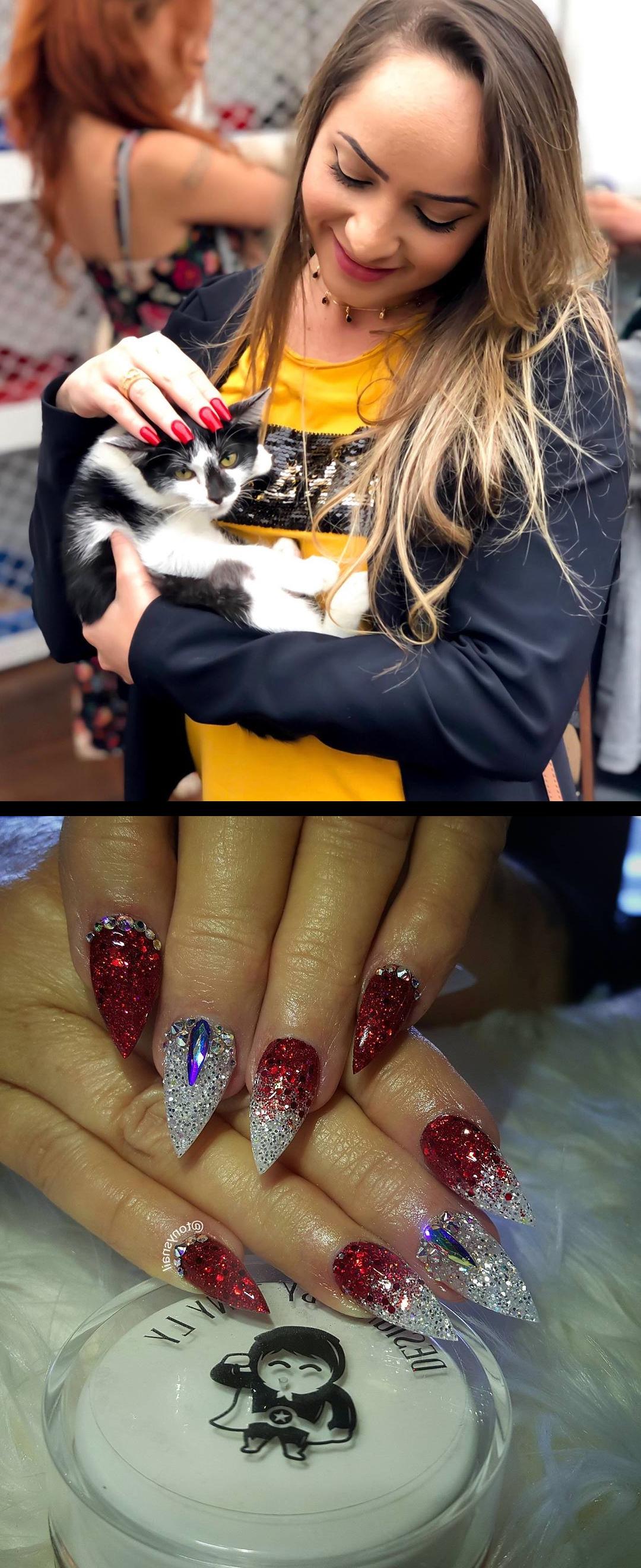 halloween nails, hot nails, coffin shaped nails, green nails, nail tek Escolha o seu gatinho! Arrasta pro lado para conhecer os novos delineadores , Cat da dailus Hoje foi o evento de lanrolou oficina para aprender a fazer delineados, palestras e atfeirinha de adode gatinhos! Muito AMORCustom nails design 