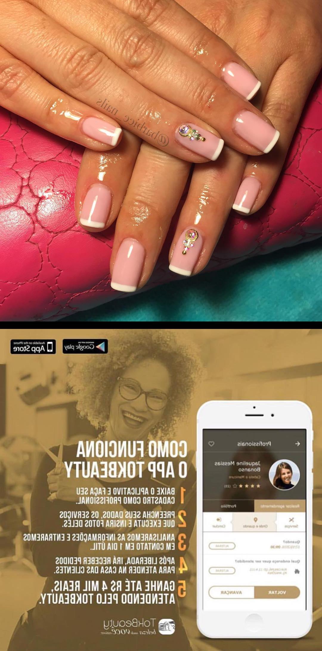 snappy nails,allure nails,Francesa permanente con cristales Swarovski Para xim3_m3ndez_ Boa tarde amores! Sobre o App tokbeautyapp que coloquei no para agendar  procedimentos de beleza sem sair de casa e uma boa oportunidade para quem trabalha nesse ramo! Mais detalhes nos destaques 