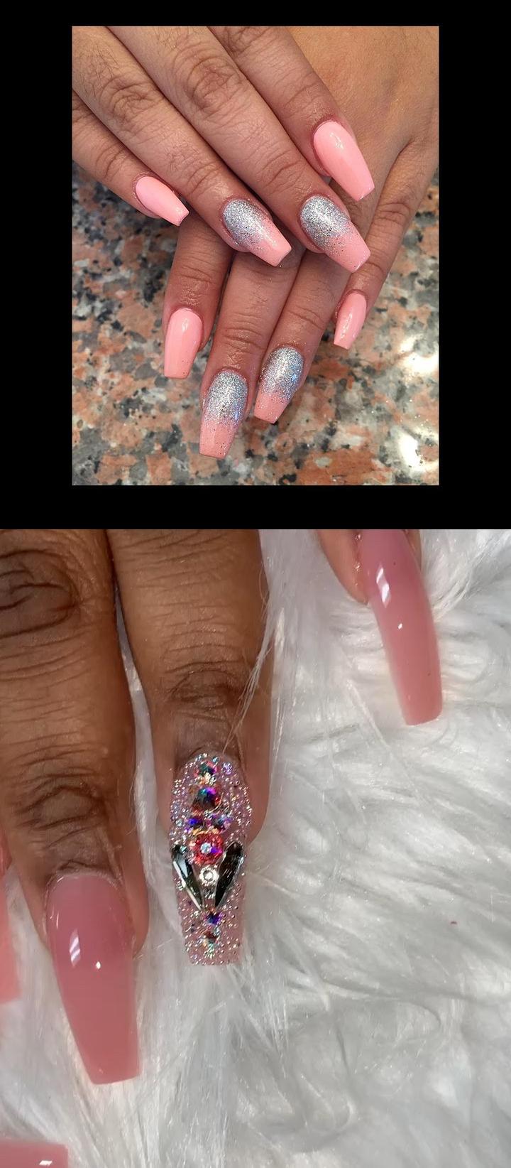 nail stamping,metallic nail polish,, nopolish , allacrylic , kreationsbykiki , nails , ncnails , raleighnails , durhamnails , glitter , glitternails , tumblr , nailsofinstagram , nailsoftheday , nailpro , fashion , nailart , nailtutorial , bgdn , blackgirlsdonails , blacknailtechs , naillife , nailsmagazine , tumblrfeature , dulcenailsprinkles Pink and Silver Glitter OmbrCoffin Nails  