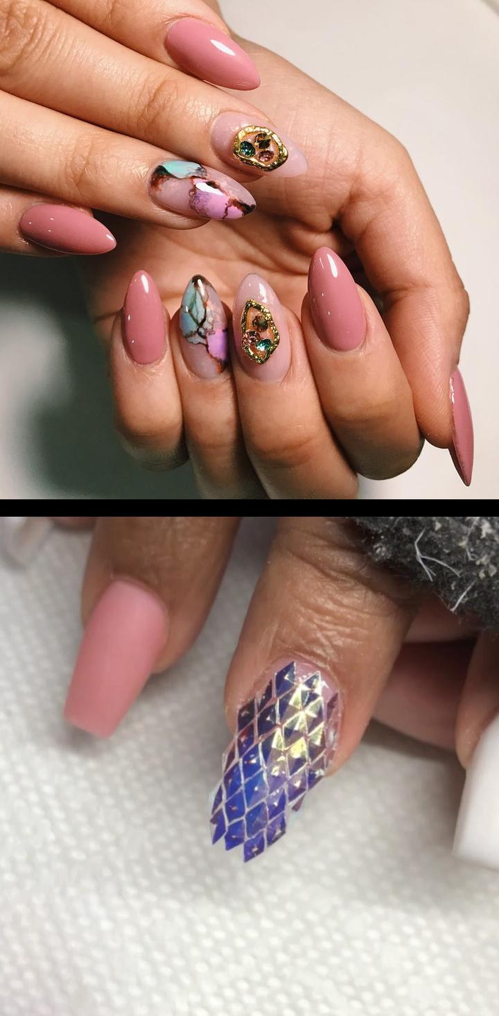 cute coffin nails,rainbow nails,Qutal estde hoy con cuarzo de colores y babyles gustarcurso de nail art!!! comenten yay  o nay!!  Something new from wiinoshop 