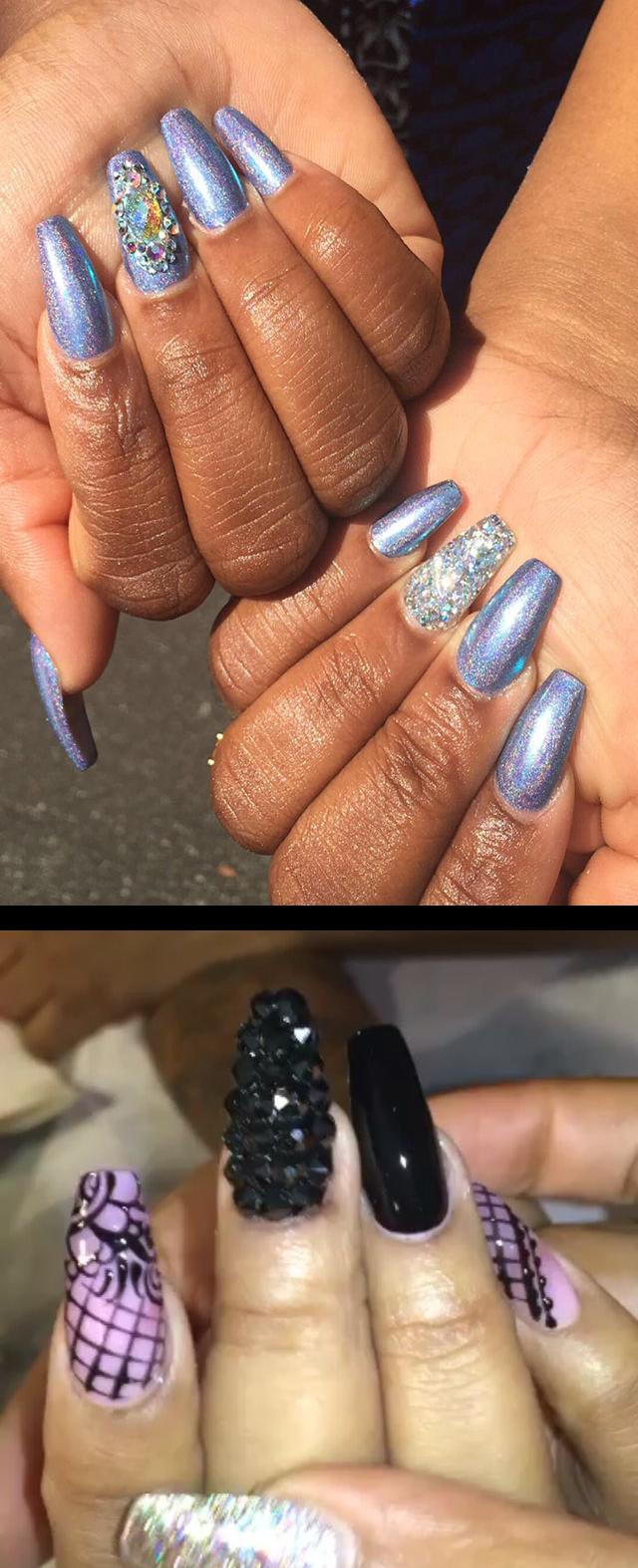 color street nails,rockstar nails,custom gel color , kreationsbykiki , ncnails Hematite Swarovski available for a limited time so book now!! Link in my bio rock_the_code_clothing  , kreationsbykiki , swarovski , ncnails 