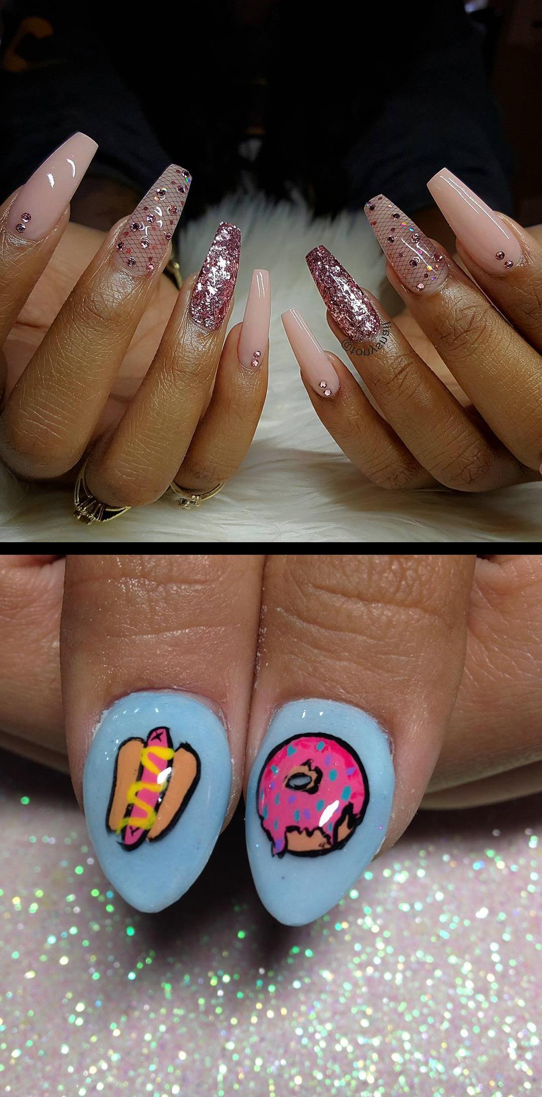 nail polish,tj nails,Custom nails design , allpowder design by tonysnail  Food nails 