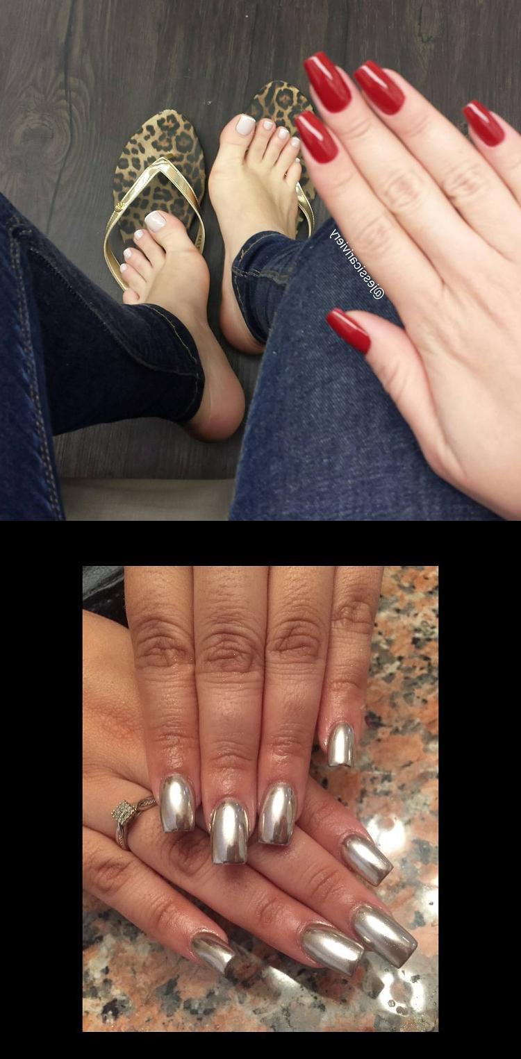 chrome nail polish,pink acrylic nails,Short Square Chrome Nails!  Boa noite amores!! Unhas feitas pela kellylealnail Meninas a kellylealnail arrasa nAmo fazer as unhas com ela e ntroco!! Tna fase , Francesinha no pforever hahaha... Amo Na mum vermelho lindo! Se chama , Love e da risqueoficial  