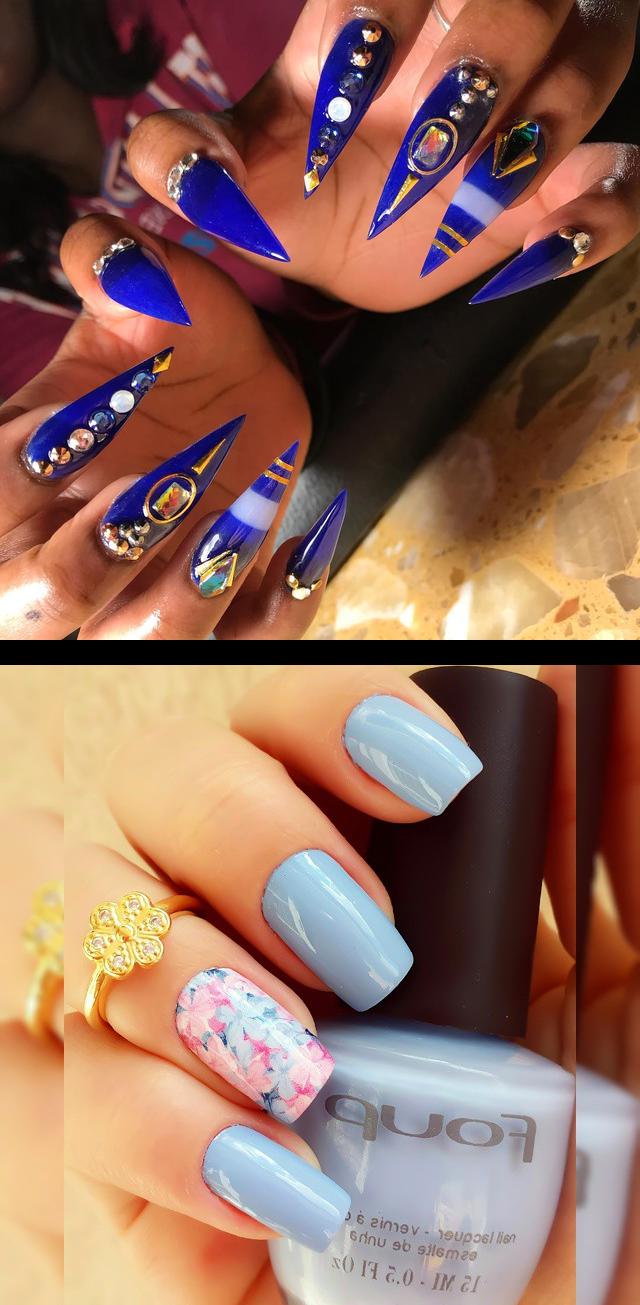 nails 4 u,charming nails,Boaa tarde InstaFriends! *--* Combinasuper linda desse esmalte , angel da esmaltefoup e adeviso lindo da estilorosa da coleda biancacunhasf  A falange de florzinha com zircda rj_semijoias  Royal blues , bluenails , nails , explore , explorepage , stilettonails , longnails , nailsofinstagram , nailsonfleek , nailsoftheday  