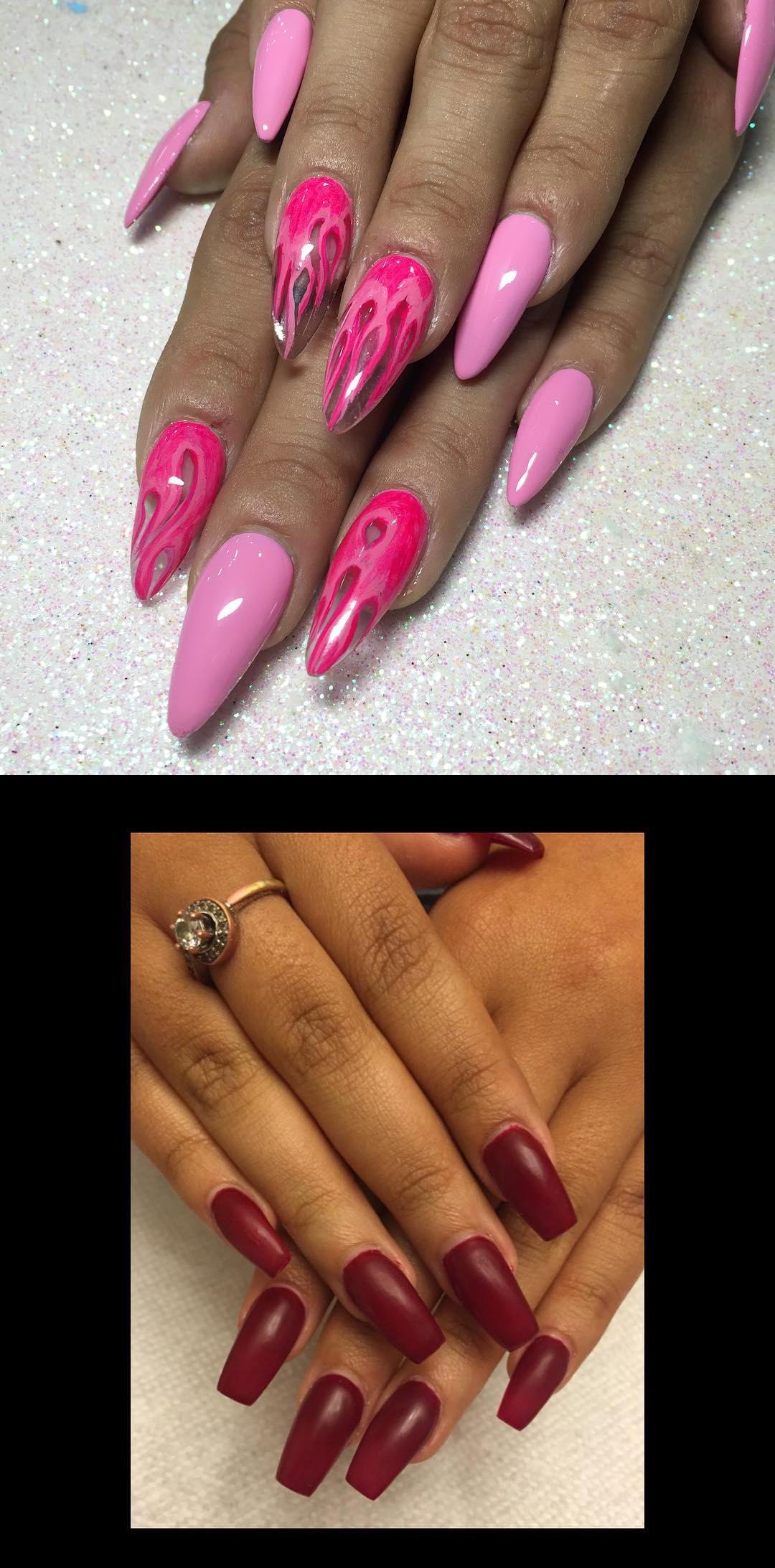 heavenly nails,world nails,Today nails citas whathsapp 5513365846 Gel Matte Red Coffin Nails  