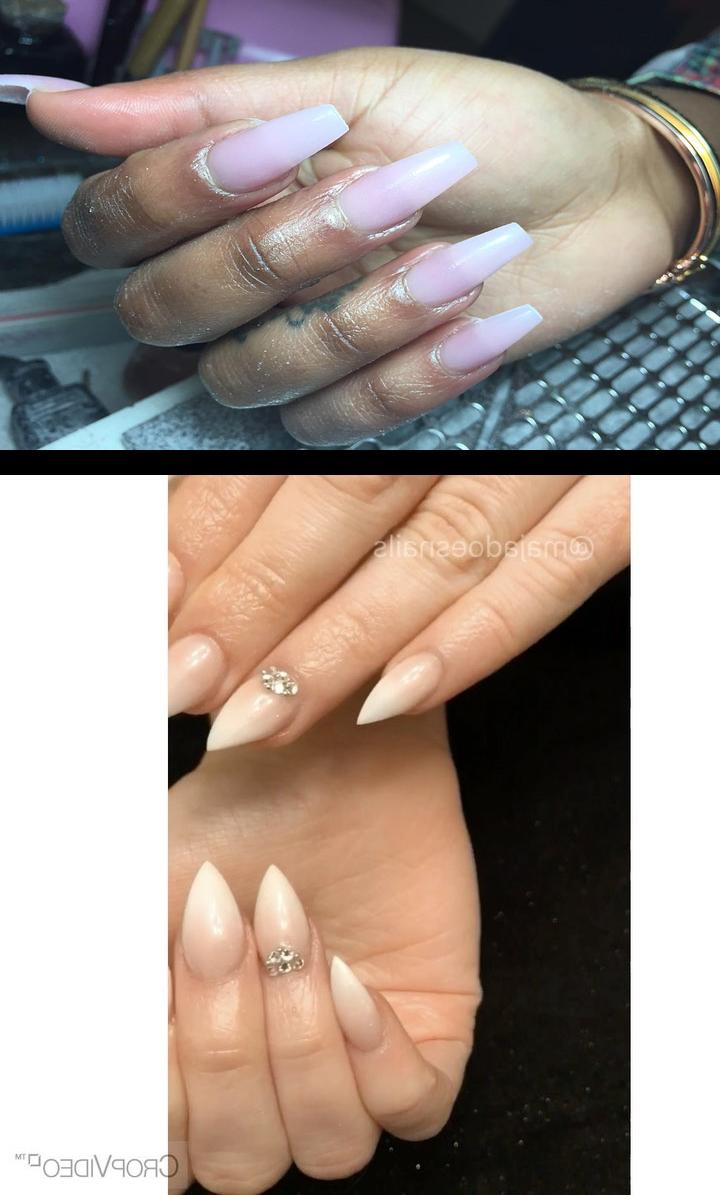 acrylic nails coffin,white nails,Pink and White OmbrAcrylic | Short Stiletto Nails | Swarovski Crystals. . . , pinknails , whitenails , pinkandwhite , pinkandwhitenails , stilettonails , ombrenails , ombreacrylic , swarovskicrystals , cutenails , classynails , acrylicnails , simplenailart , simplenails  Fresh set on a new client , notpolish , ncnails , kreationsbykiki  