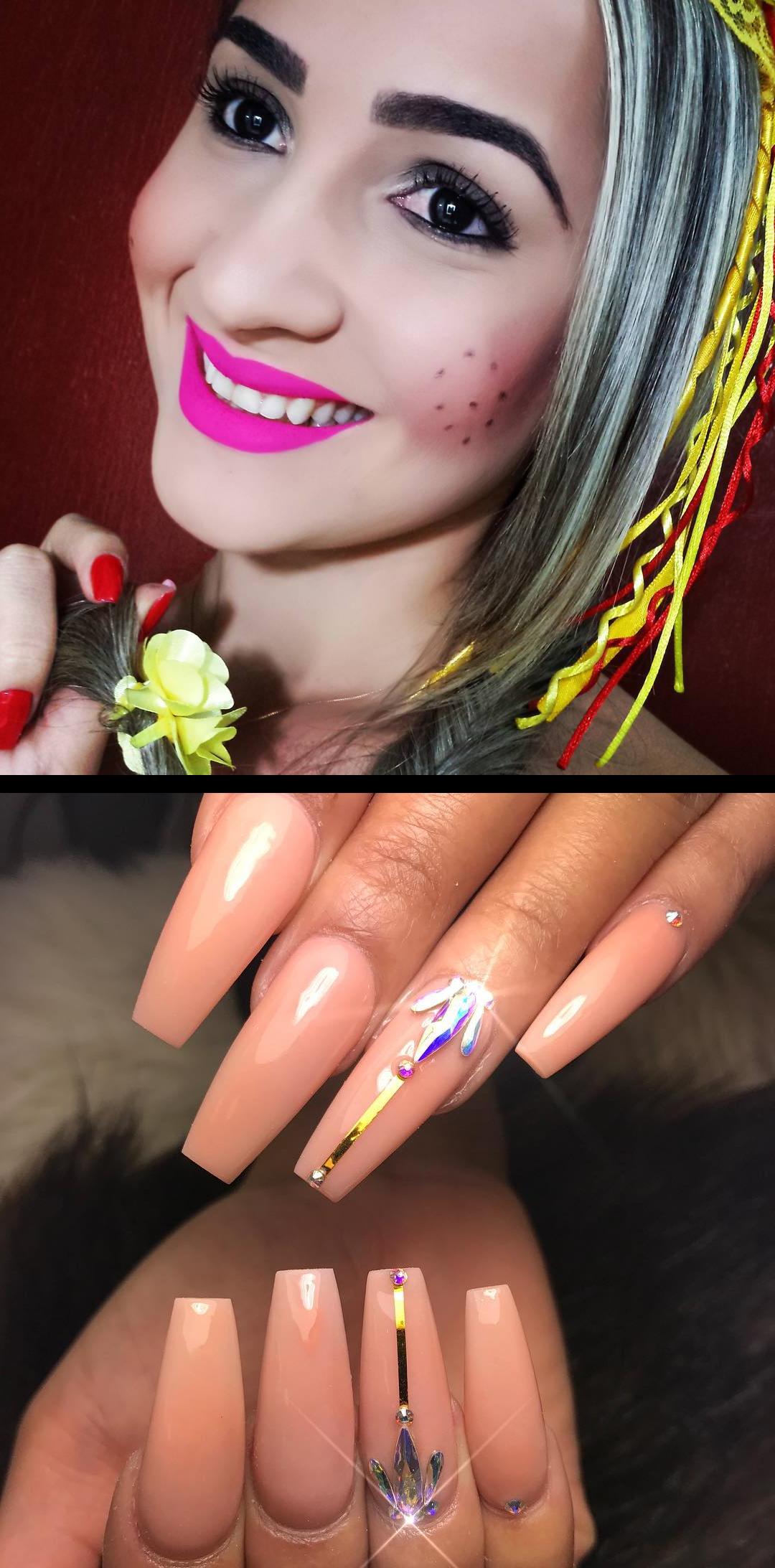 green nails,qt nails,Hoje dia de arrai, FestaJulina Meninas o batom o , Bailarina da dailuscolor  Birthday nail for birthday girl 