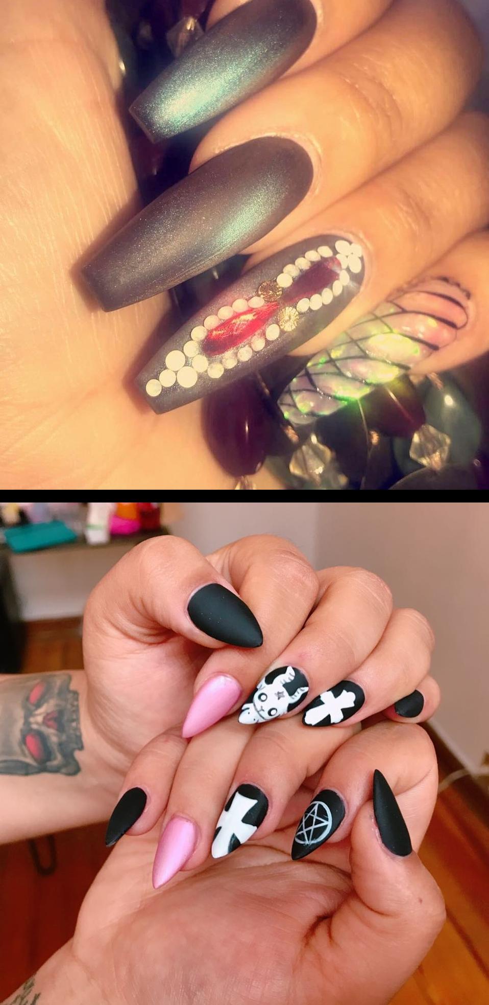 short square nails,nails 2018,Up close from dejjjjjjjj_ . Today !! Baphomet bby nails, gracias por confiar en my en que las atienda en mi casa temporalmente  
