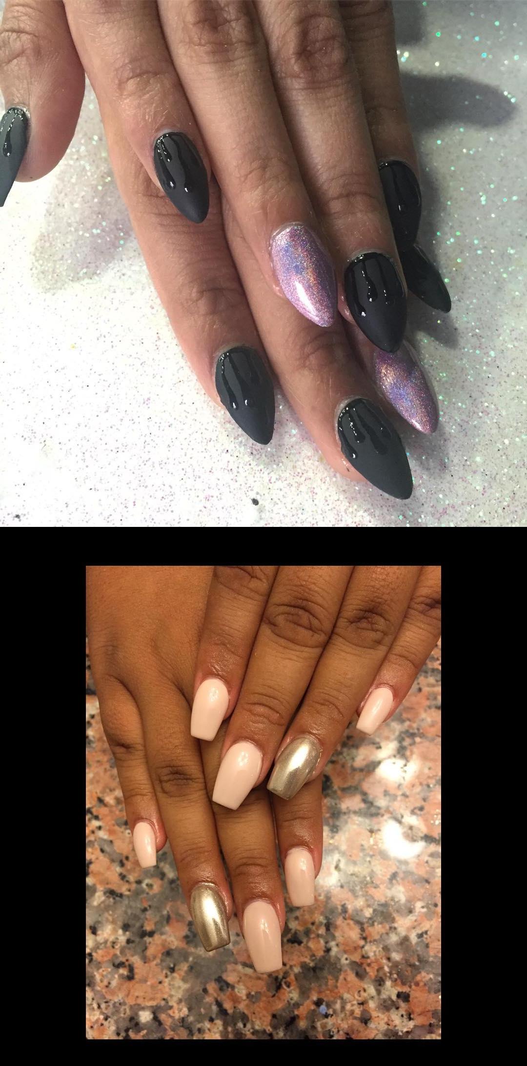 antifungal nail polish,pearl nails,Today nails. citas disponibles whathsapp 5513365846 Nude Coffin Nails with Chrome Accent Nail  