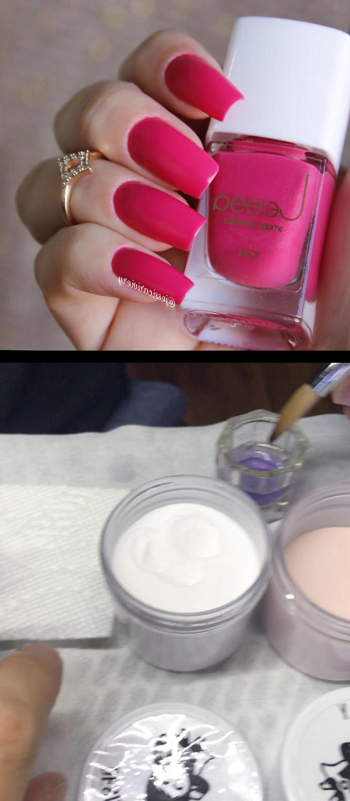 colorful nails,trendy nails,Boa noite amores! Pink super lindo da lessacosmeticos Cor , Lunaria  Ombrdesign , allpowder products  Missuamerica.com ( milky cover pink )  