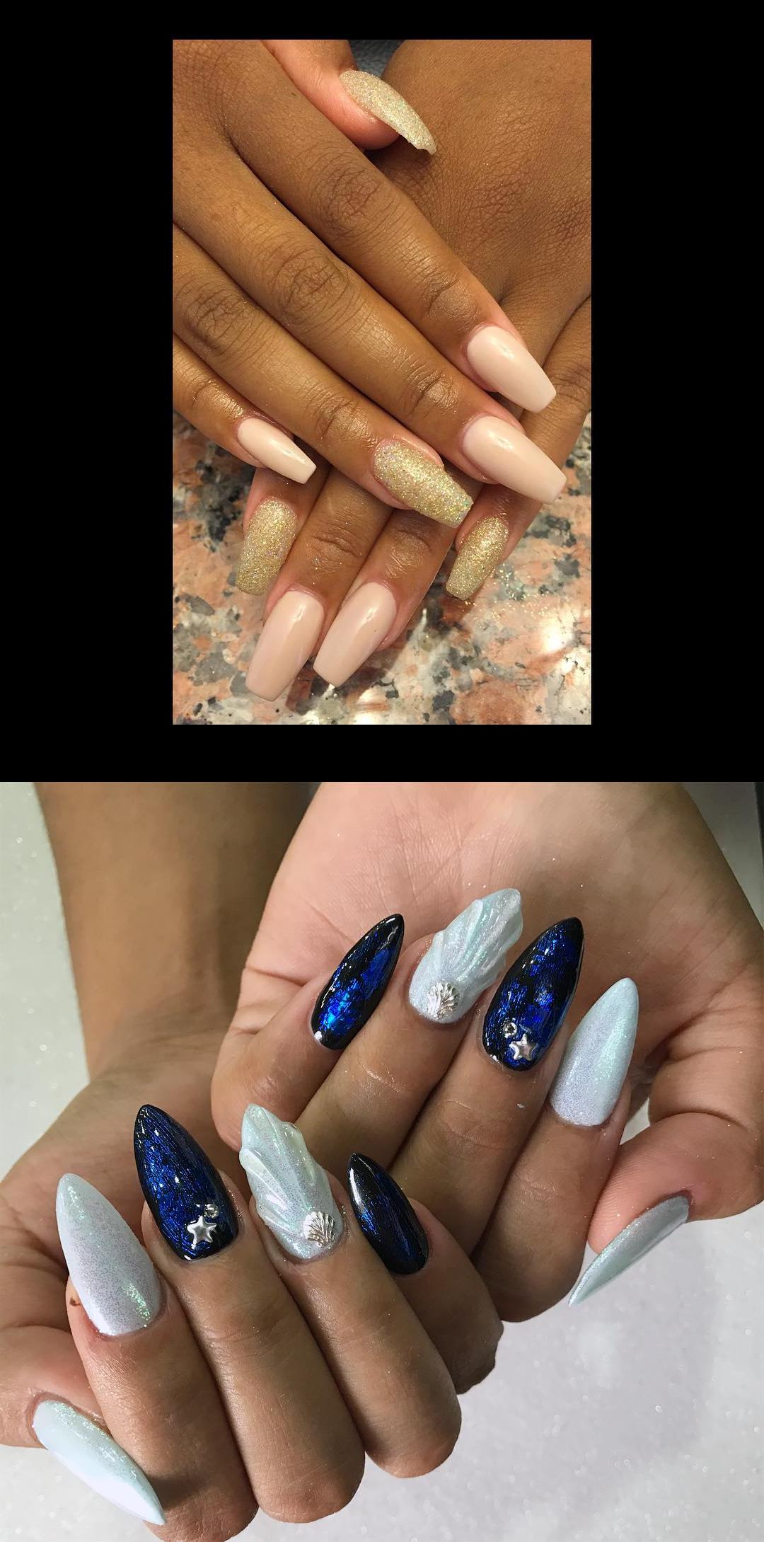 holographic nail polish,my nails,Gel Nude and Light Gold Glitter Coffin Nails  Today nails de conchita  