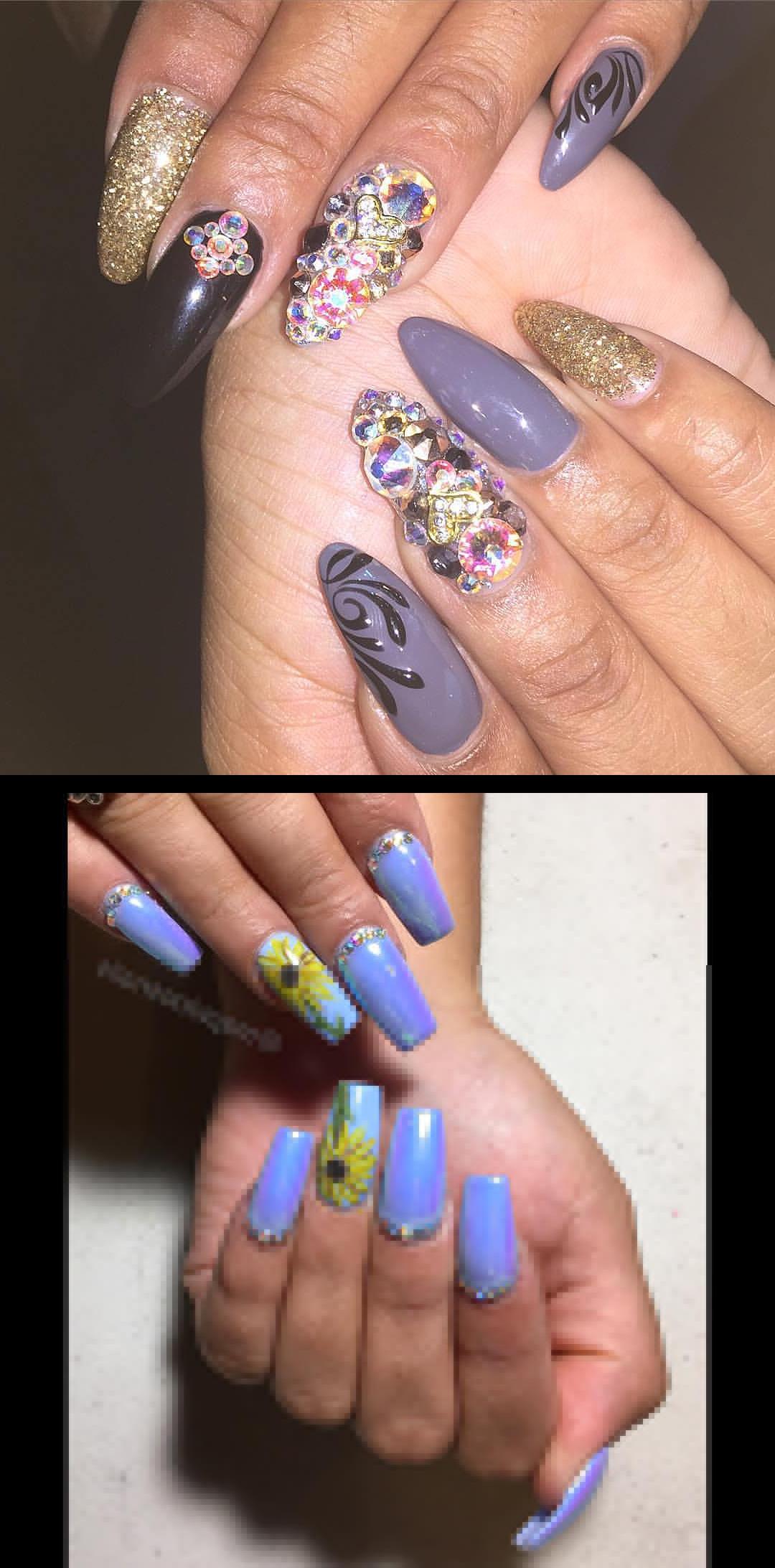 pink nails,short acrylic nails,dutchessofink nails for last years , GHOE , kreationsbykiki Baby Blue base color w Unichrome/Aurora Pigment and Hand-Painted Sunflower . . . , bluenails , aurorapigment , unichrome , coffinnails , summernails , flowernails , cutenails , chromenails  