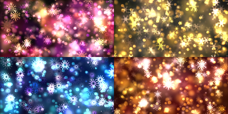 可循环圣诞节星光雪花背景视频素材[4款]