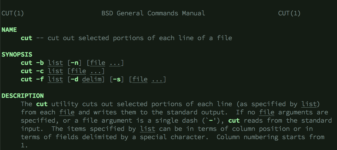 shell命令 cut 的用法