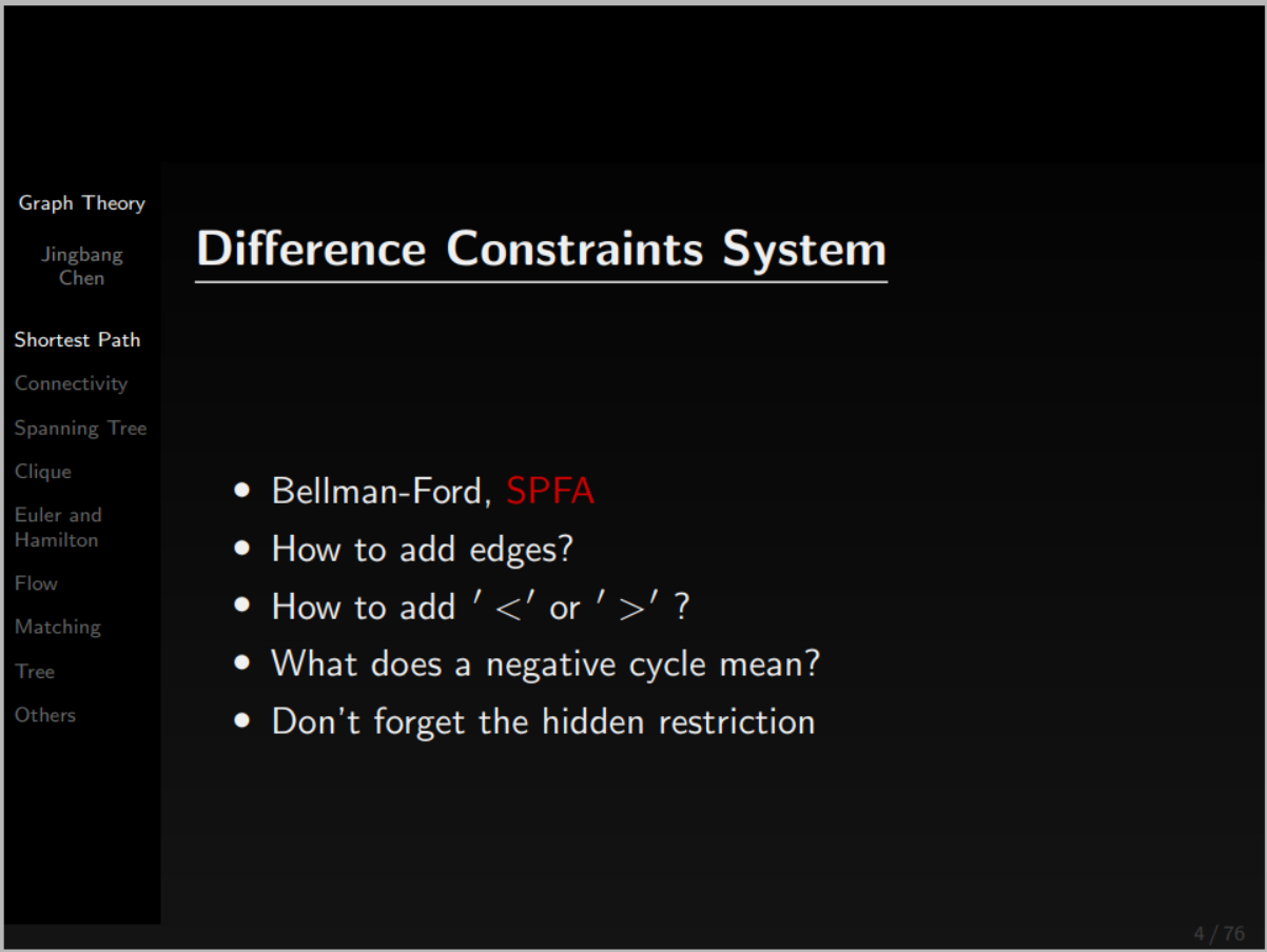 Difference Constraints System