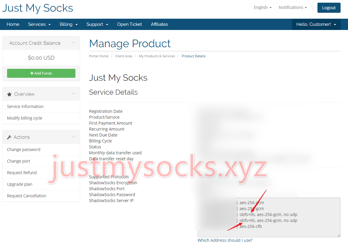 Just My Socks 第三组服务器支持 Obfs