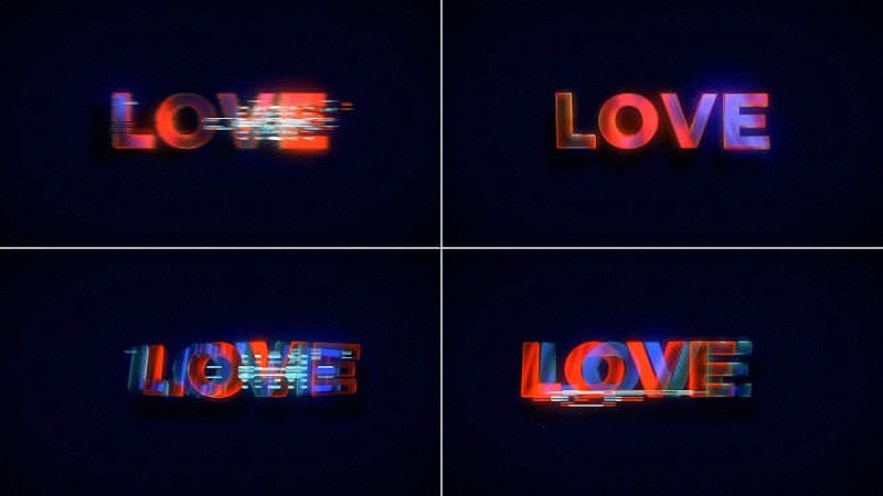 情人节LOVE字样声波噪音毛刺特效视频素材