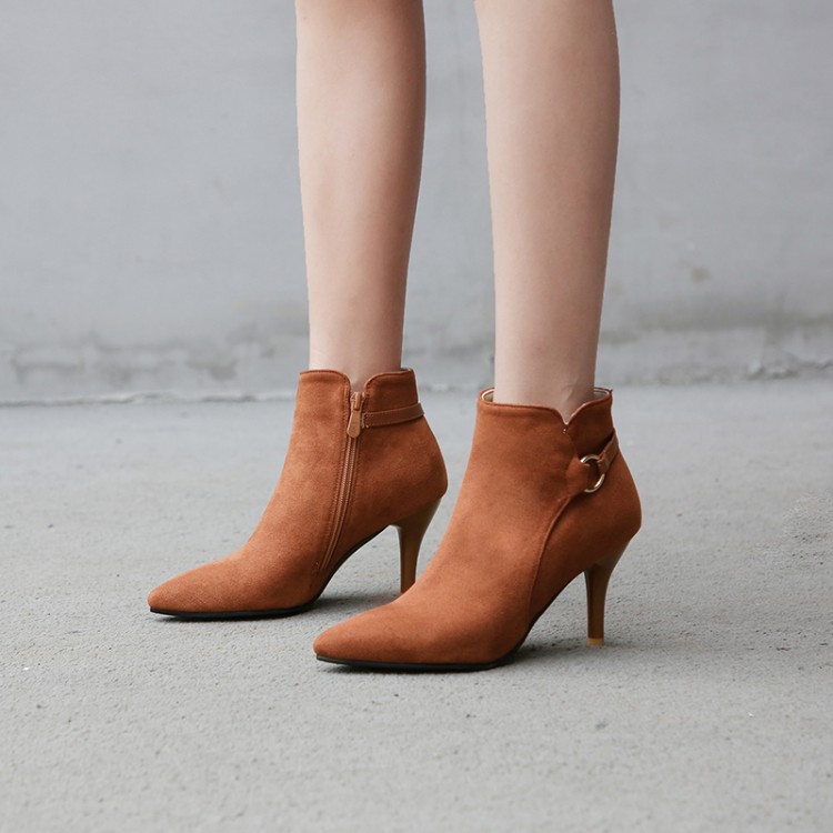 faux suede pointed toe booties