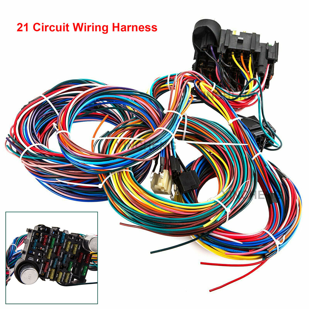 21 Circuit Wiring Harness For Chevy Mopar Ford Jeep Hotrods Long wires