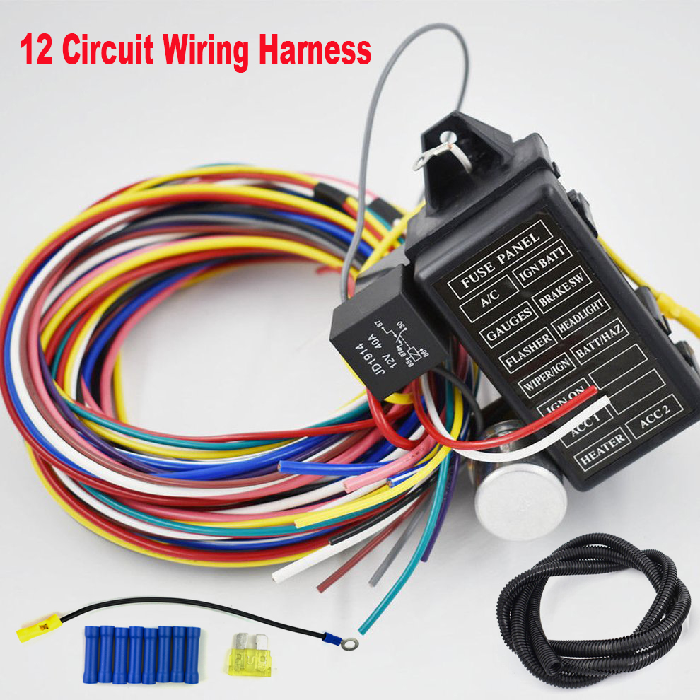 Universal 12 Circuit Wiring Harness For Chevy Mopar Ford Jeep Street