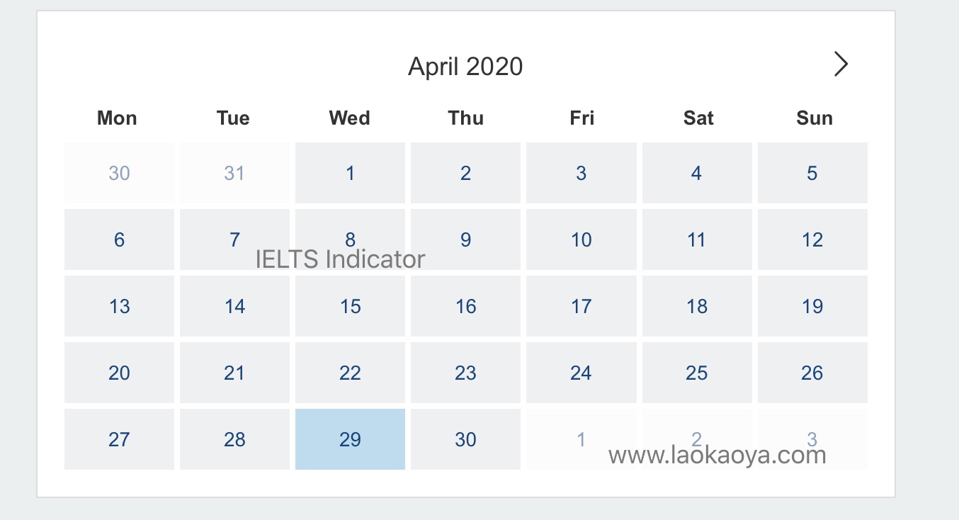 香港地区IELTS Indicator4月份考试时间安排