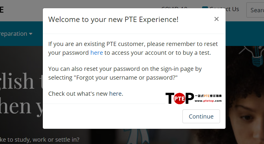 PTE报名流程 注册账号