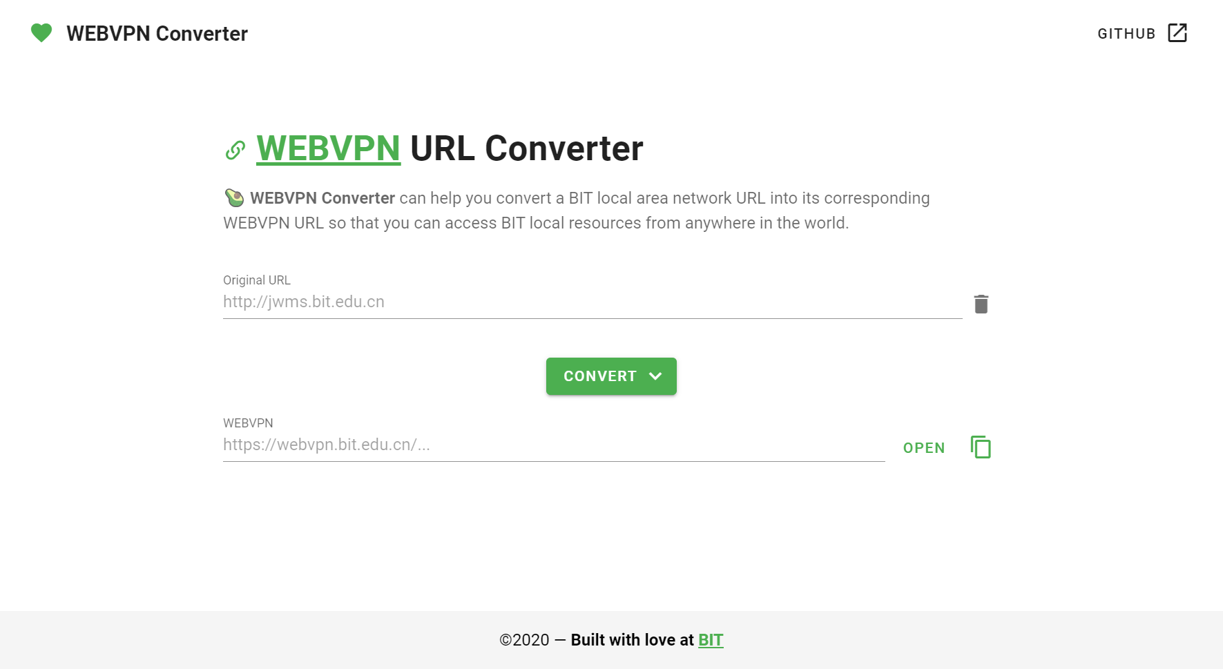 GitHub spencerwooo/bitwebvpnconverter 🔀 WEBVPN url converter for BIT.