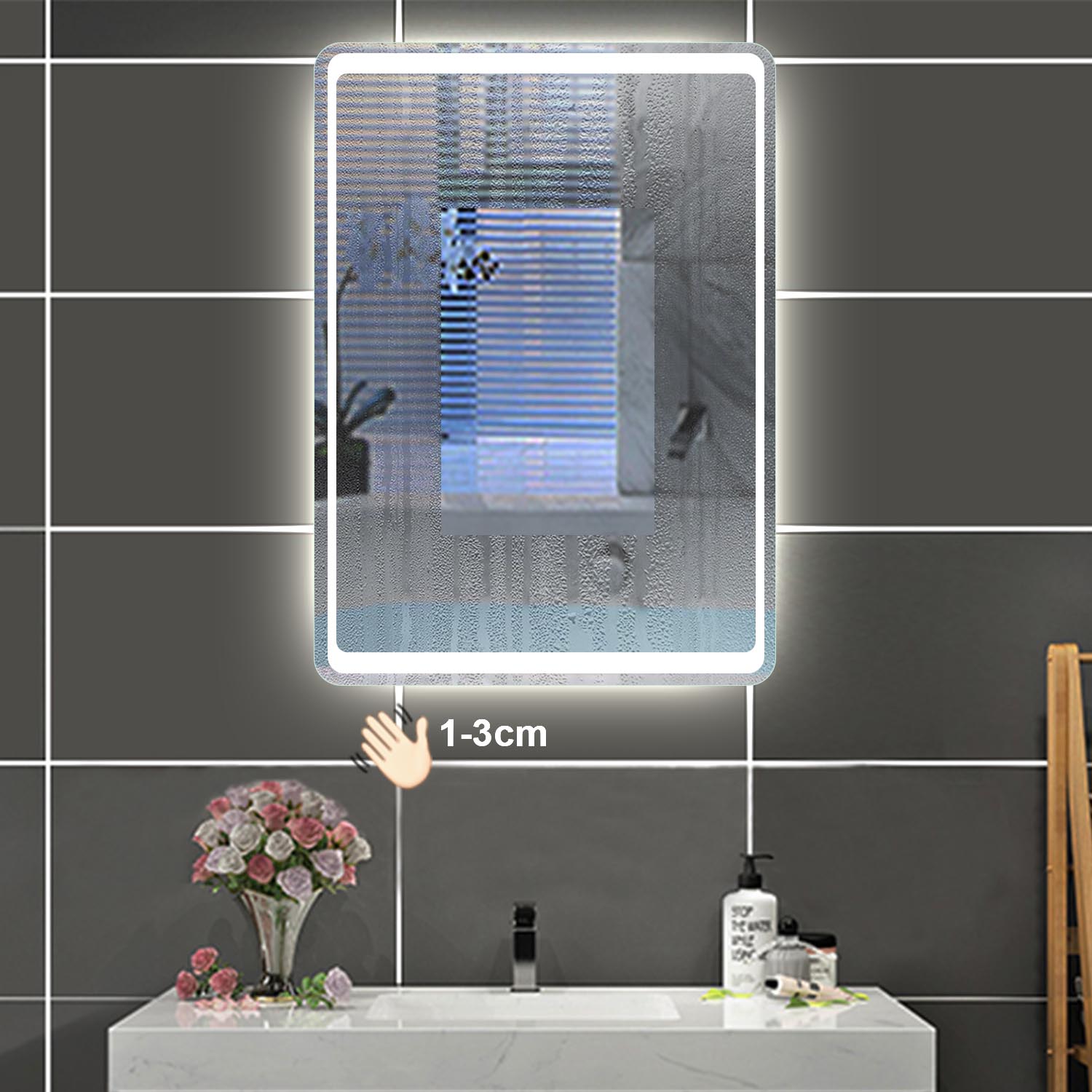 LED Illuminated Bathroom Mirror with Anti Mist Infrared Sensor Control