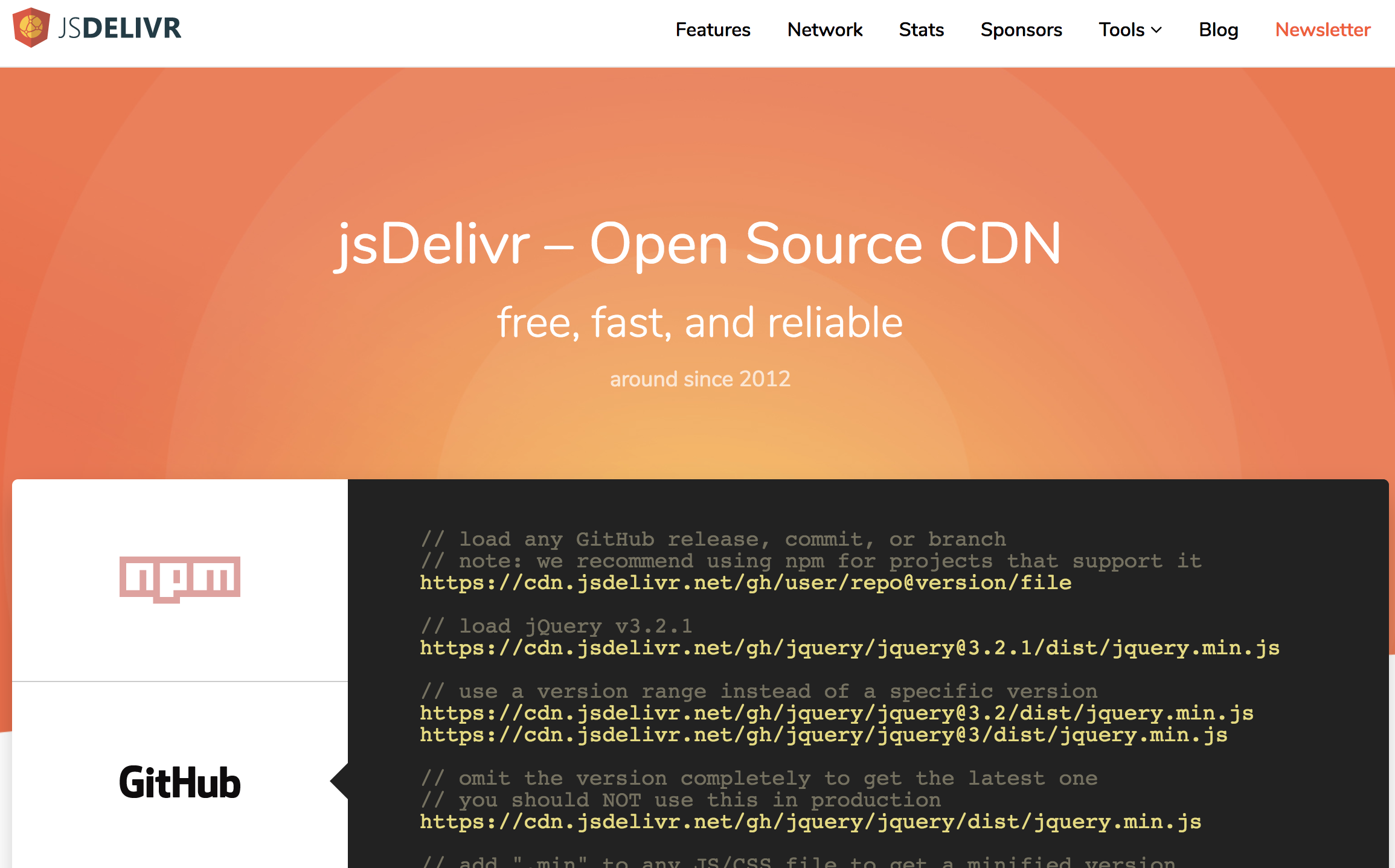 [分享]jsDelivr 为开发者提供免费公共 CDN 加速服务