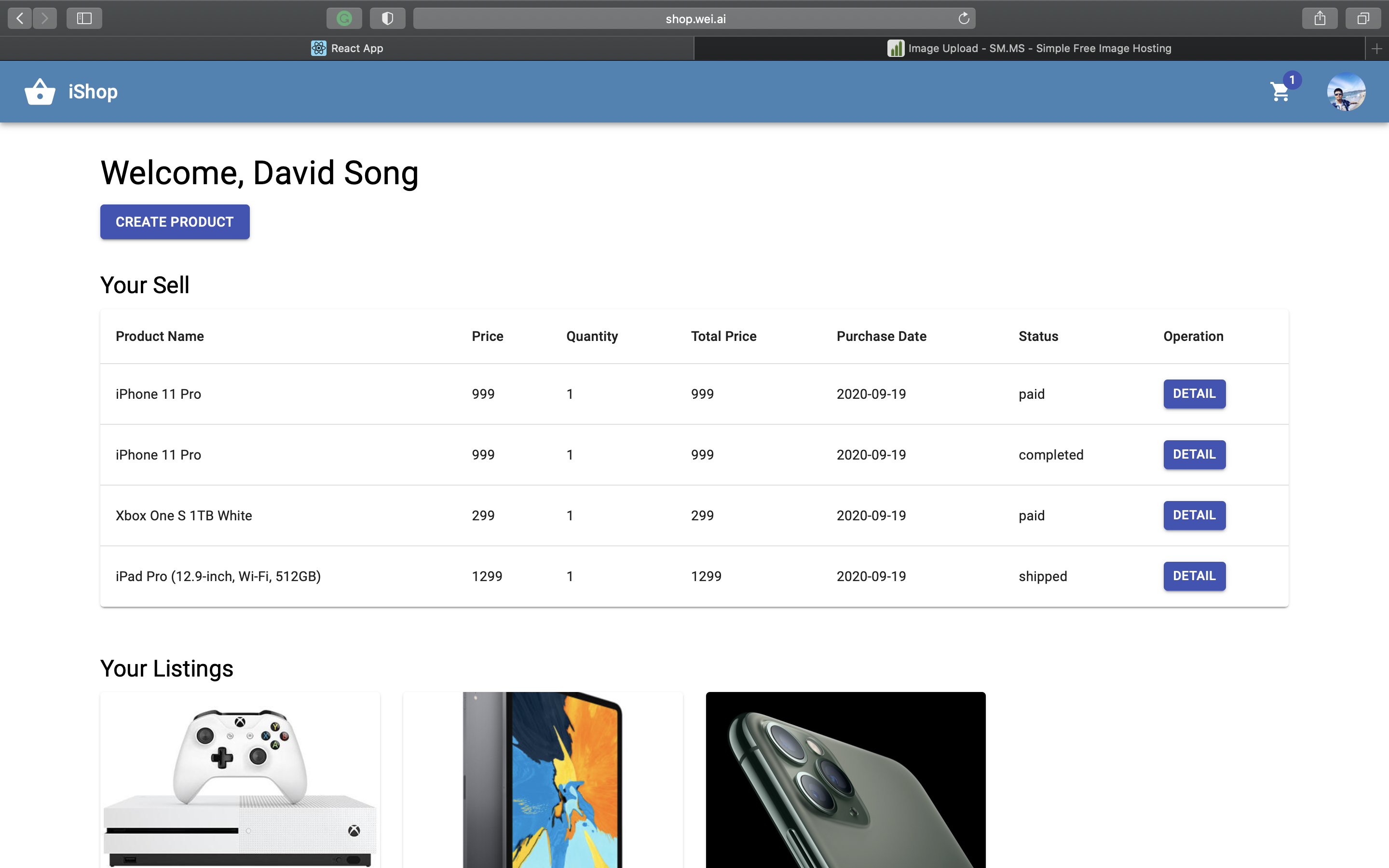 iSell Manage Dashboard