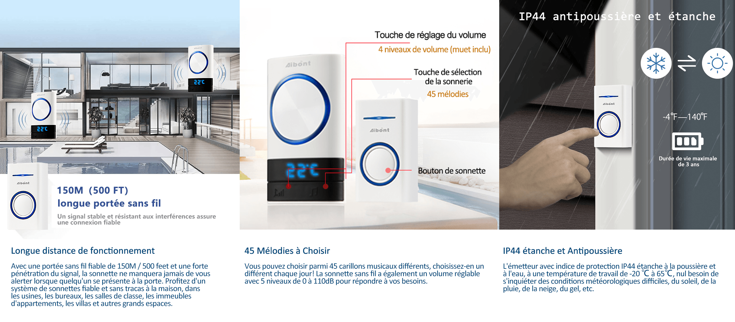 MAGICFOX Sonnette Sans Fil Exterieur Étanche - 2 Récepteurs, Carillon Sans Fil - Affichage Température, Portée De 150M, 45 Mélodies 12 MAGICFOX Sonnette Sans Fil Exterieur Étanche - 2 Récepteurs, Carillon Sans Fil - Affichage Température, Portée De 150M, 45 Mélodies -Dagrand Magasin AAHKMJXYDAFdJAOAIMEbOAch8q5HRpCzgORZx5v8 UNjt0ZoF YgR8Yd6m6e19AMTBPKHZuWDT90t2jTLliJi76VQ