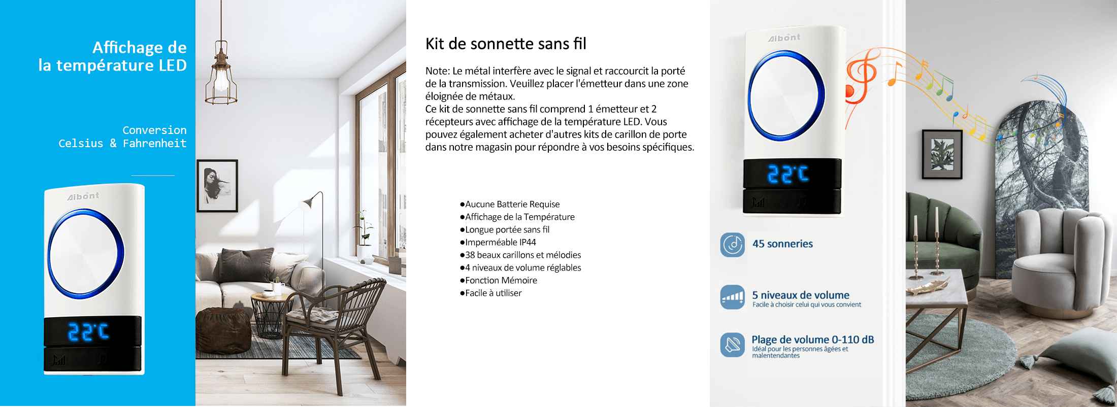 MAGICFOX Sonnette Sans Fil Exterieur Étanche - 2 Récepteurs, Carillon Sans Fil - Affichage Température, Portée De 150M, 45 Mélodies 11 MAGICFOX Sonnette Sans Fil Exterieur Étanche - 2 Récepteurs, Carillon Sans Fil - Affichage Température, Portée De 150M, 45 Mélodies -Dagrand Magasin AAHKMJXYDAFdJAOAIMEbOAch8q5HRpCzgORZx5v8 UNjrgA5HeuFZlCC JUvXQ2bxBQilZmmp7XZdPJIwZdEoBpBK5bwl lV5pkbHMMApNcg==