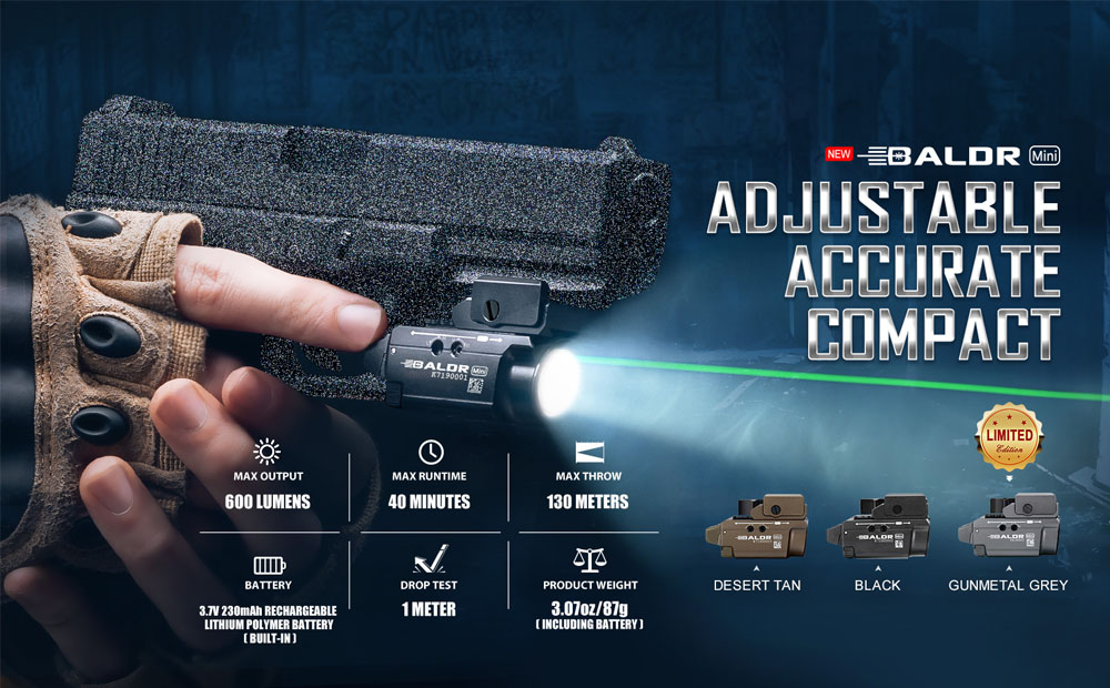 600 Lumens Compact Green Red Laser Gun Weapon Pistol Light LED Flashlight Combo