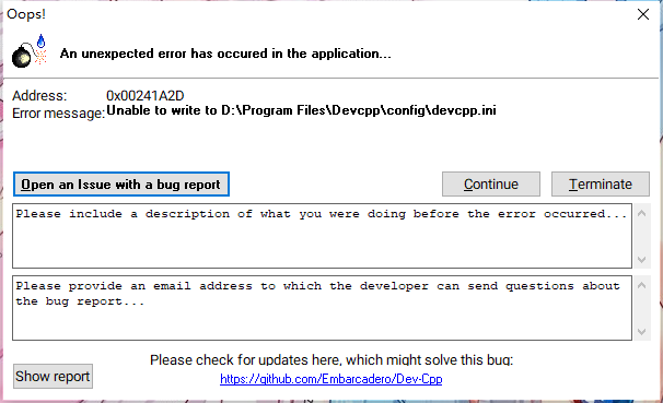 an error when open/close dev-cpp ide #59