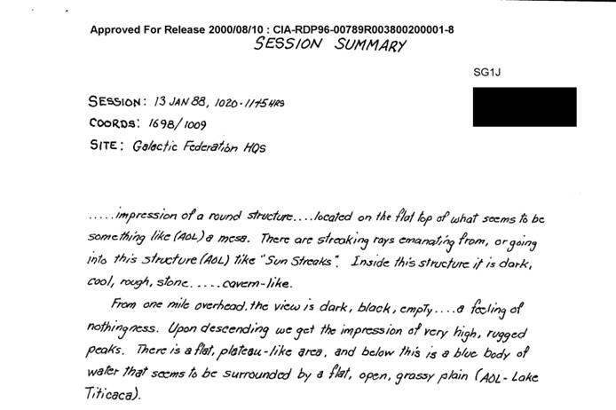 美国中央情报局解密文件显示“银河联邦”总部试图进行“远程观察”