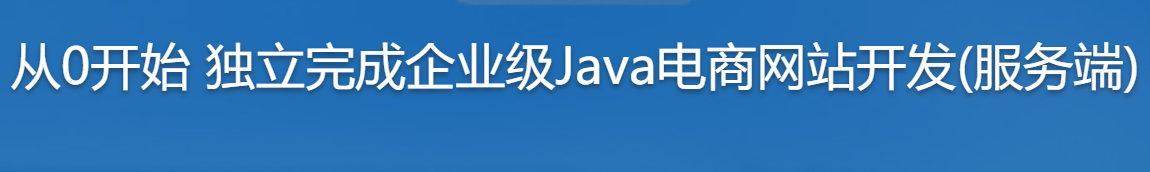 从0开始 独立完成企业级Java电商网站开发(服务端)
