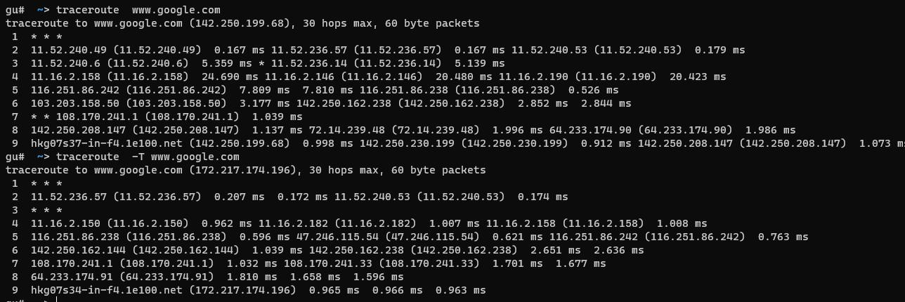 icmp和tcp tracerouter对比