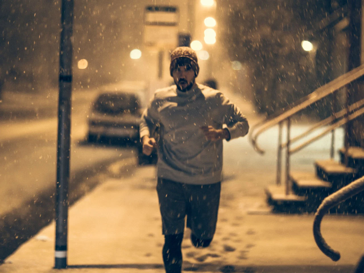 Snow Night Running