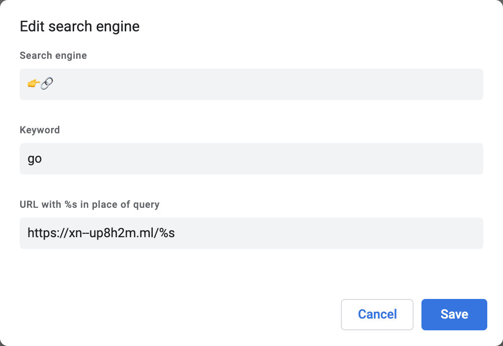 在 Chrome 中添加一个搜索引擎示意图